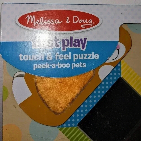 Melissa & Doug First Play Touch & Feel Puzzle Peek-a-Boo Pets 4 Wooden Pieces - Picture 5 of 9